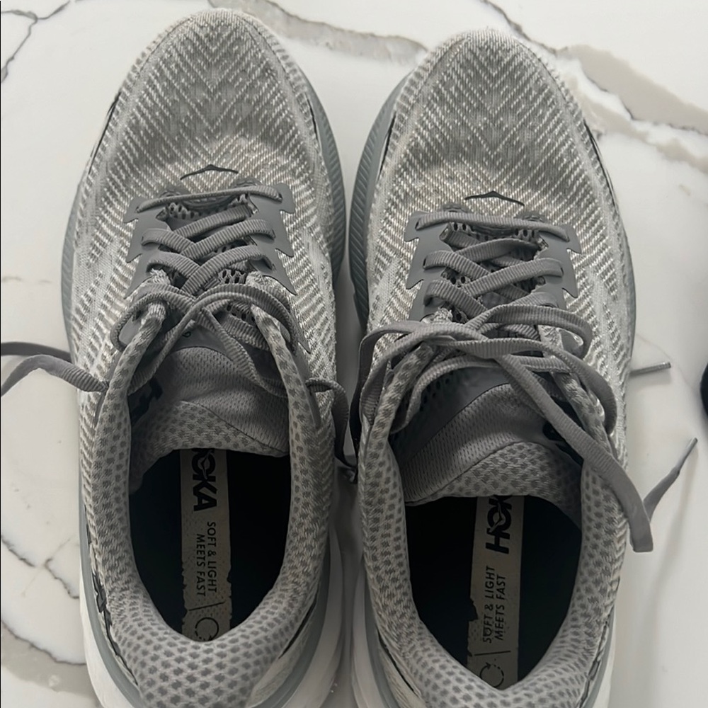 Hoka Light Gray Running Shoes